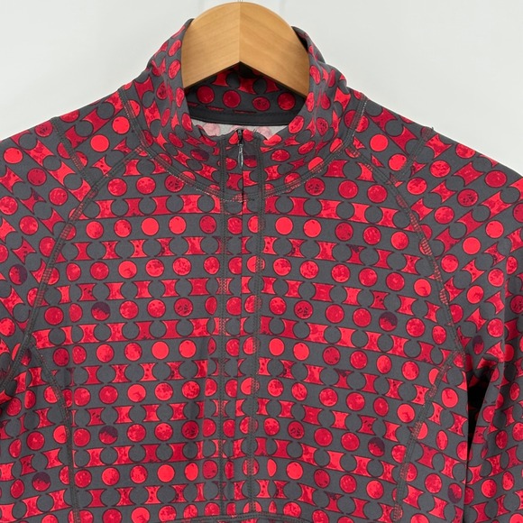 Title Nine Dream Dress Small Red Grey Geometric Dot 1/4 Zip Long Sleeve - Picture 5 of 11